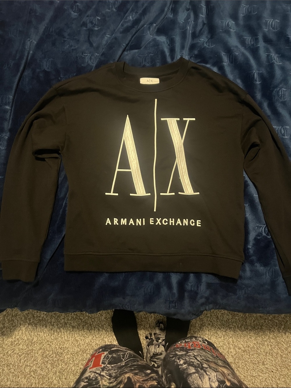 Armani Exchange Black Sweatshirt with White AX Logo